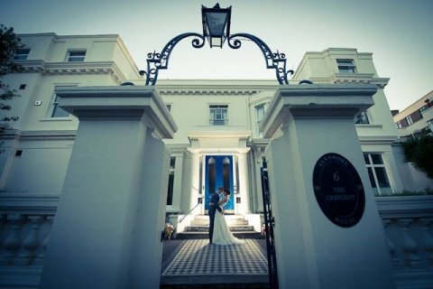 Bride & Groom on our front steps - Glenmore House