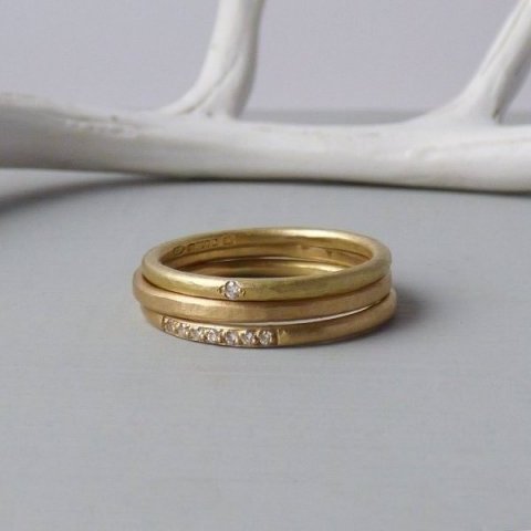 A trio of ethical wedding rings - Chloe, Evie and Eliza - Shakti Ellenwood Precious Jewellery