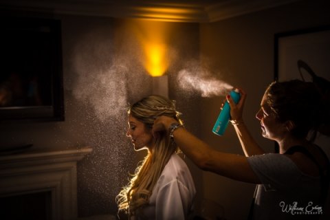 Bridal prep hair spray - William Evans Photography