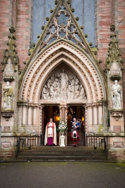 Piper & Bishop greet the Bride - Piper on Parade