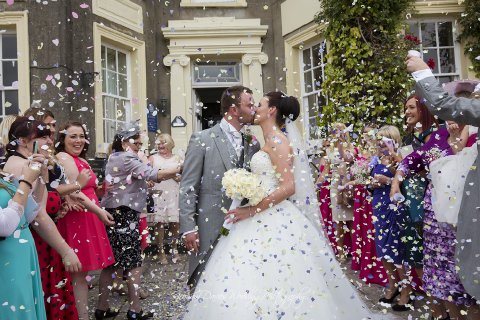 Confetti time at New House, Cardiff - Graham Davies Wedding Photography