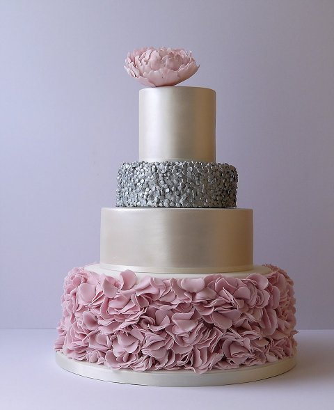 Pink ruffle, lustre and sequin cake - The Little Kendal Cakery